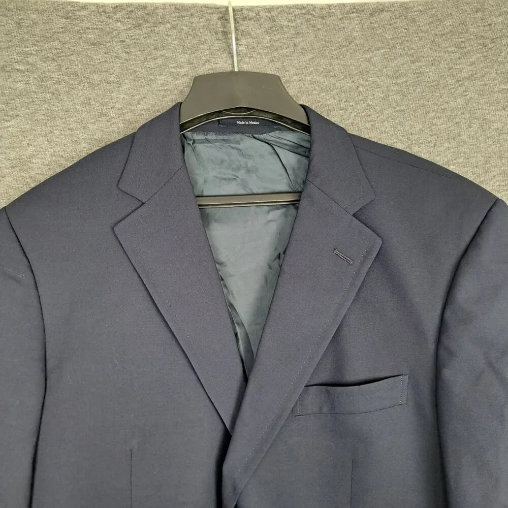Ermenegildo Zegna Men's Blazer Sport‎ Coat Natural Comfort 44L Wool Navy Blue